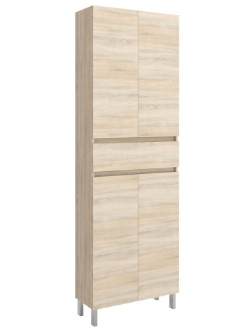 Mobile colonna armadio in legno a 4 ante 1 cassetto dim. 600x240x1820h mm. mod. Infinity col. Rovere Caledonia