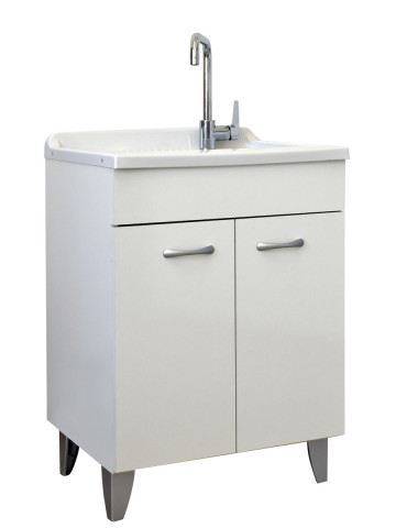 Mobile lavanderia cm. 60x60, 60x50, 45x50 asse in legno e fondo in alluminio PRIME Bianco