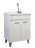Mobile lavanderia con lavatoio in resina Pvc cm 60x60 colore bianco Mod. Lindol