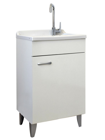Mobile lavanderia cm. 60x60, 60x50, 45x50 asse in legno e fondo in alluminio PRIME Bianco