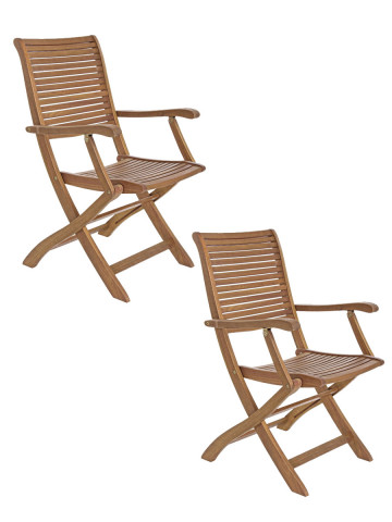 Coppia sedie pieghevoli con braccioli in legno di acacia NOEMI