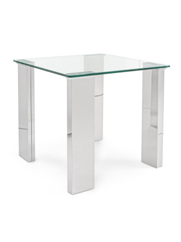 Tavolino quadrato vetro 12 mm struttura in mdf acciaio cromo cm L55xP55xH51 ARLEY