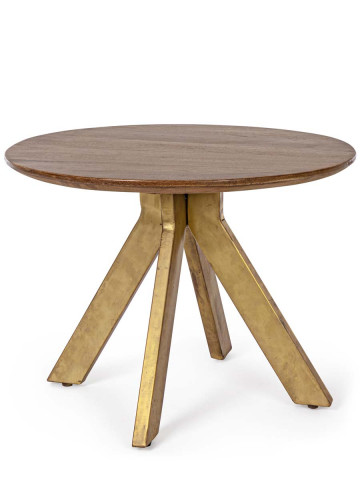 Tavolino rotondo in legno di mango e acciaio Ø 60 x H45 cm SHERMAN Brandy