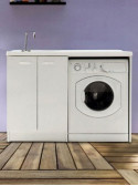 Mobile lavatoio porta lavatrice sx 3 ante cm 124x65 Sfera 2 Visone